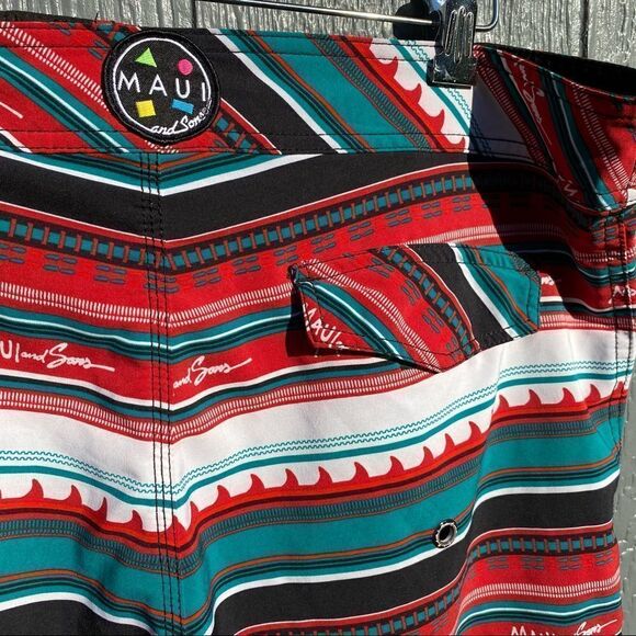 Maui And Sons Black Shark Swim Trunks - Picture 7 of 10